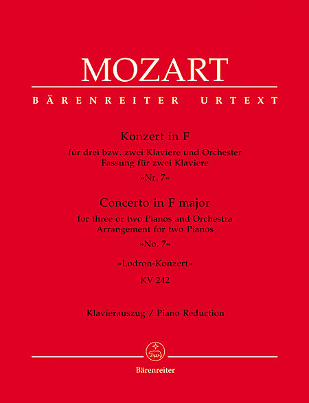 【原版乐谱】Mozart 莫扎特钢琴协奏曲 K.242  BA 5389-90