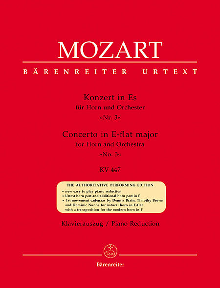 【原版】莫扎特：圆号与管弦乐队协奏曲全集--降E大调第3号 BA 5312-90
