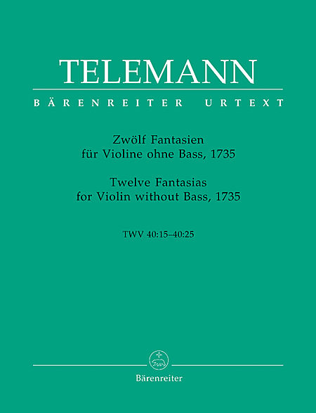 Telemann 泰勒曼 十二首幻想曲无低音伴奏小提琴 BA 2972