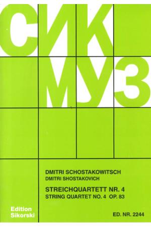 Shostakovich 肖斯塔科维奇 D大调第四弦乐四重奏 AOP.83(分谱）SIK2244