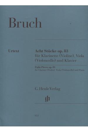 原版  Bruch   布鲁赫三重奏小品八首  Op 83 （小提琴、中提琴、钢琴）或者（黑管、大提琴、钢琴）HN  853 