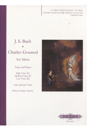 原版乐谱 《圣母颂》古诺-巴赫  包含 高、中、低三个声部，小提琴协奏版  BACH-GOUNOD <AVE MARIA>   EP 7668