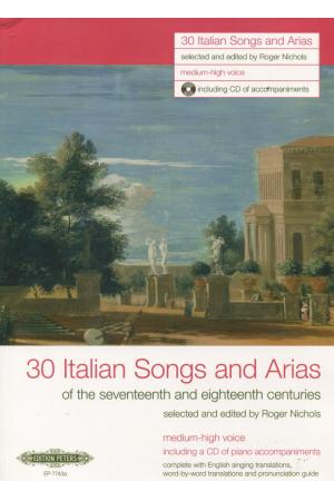 原版乐谱 30首意大利艺术歌曲集 高声部 附CD一张  30ITALIAN SONGS  AND ARIAS EP 7743a