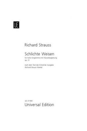 施特劳斯“Schlichte Weisen ”op. 21--为高音与钢琴而作UE37980