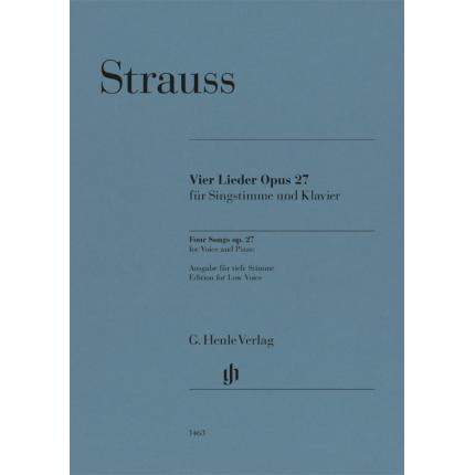 RICHARD STRAUSS 理查•施特劳斯 艺术歌曲四首 op. 27 低音 HN 1463