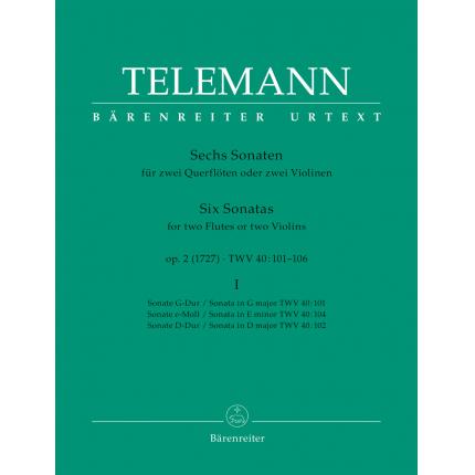 Telemann 泰勒曼 六首小提琴奏鸣曲 第一辑 op. 2 TWV 40:101, 102, 104 BA 2979