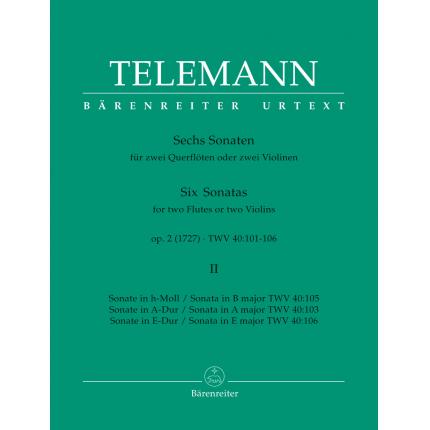 Telemann 泰勒曼 六首小提琴奏鸣曲 第二辑 op. 2 TWV 40:103, 105, 106 BA 2980