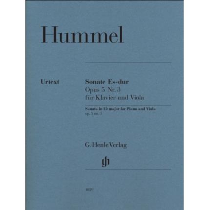 HUMMEL 胡梅尔 降E大调奏鸣曲--为中提琴和钢琴而作op. 5 Nr. 3  HN 1029